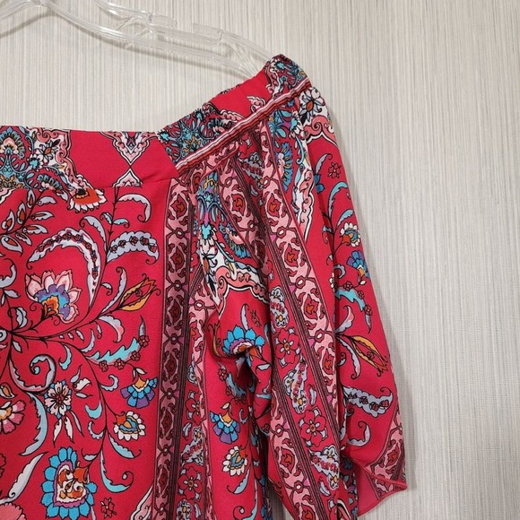 NWT Renee C. Vause Off the Shoulder Paisley print short sleeve shirt sz small - Picture 5 of 12